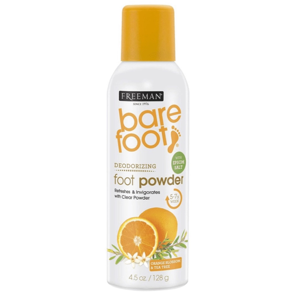 4/$20 Freeman Barefoot Deodorizing Foot Powder, Orange Blossom/Tea Tree 4.5oz